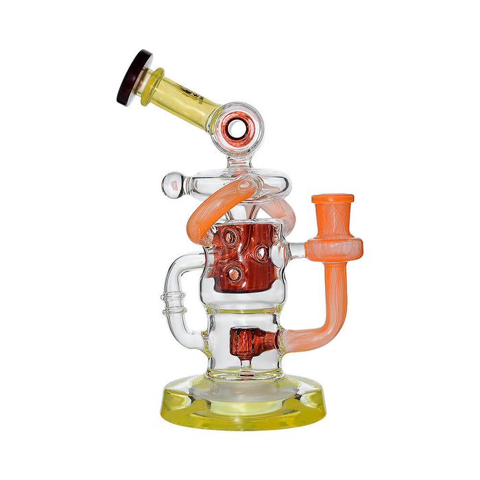 Calibear Honeycomb Twisted Recycler Dab Rig | 8" Borosilicate Glass Rig with Honeycomb Chamber & Twisted Recycler