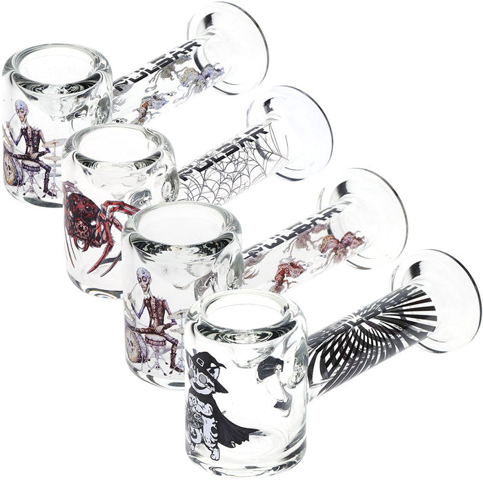 4CT BUNDLE - Pulsar Halloween Glass Hand Pipe Version 2 -  4.5" / Assorted Designs