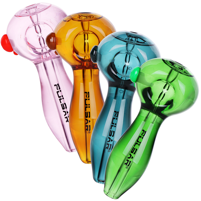 4CT BUNDLE - Pulsar Glycerin Prism Spoon Pipe - 4.8" / Amber, Green, Pink, Teal