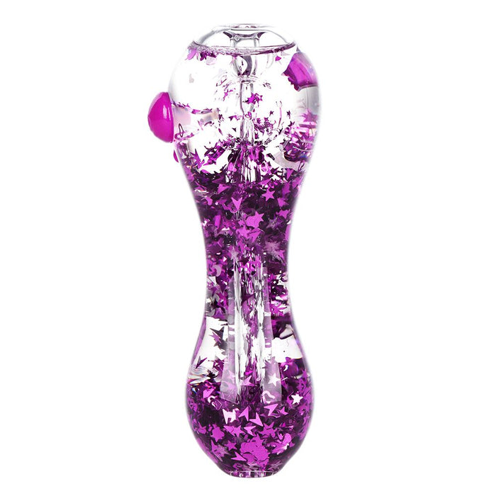 4CT BUNDLE - SeshGear Glycerin Sparkle Spoon Pipe - 5" / Blue, Clear, Orange, Purple