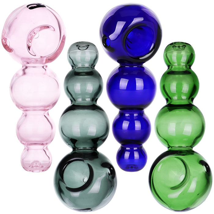 4CT BUNDLE - Pulsar Spherical Spoon Pipe - 4" / Blue, Green, Pink, Smoke