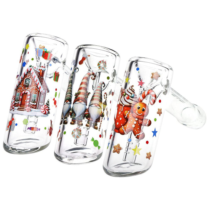 3CT BUNDLE - Pulsar Christmas Themed Glass Bubbler - 5.75" / Designs Vary