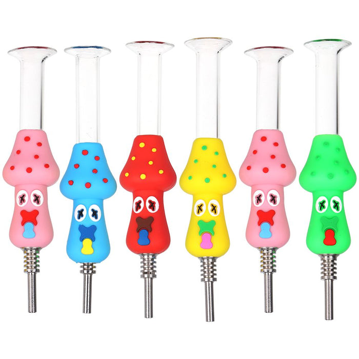 6CT BUNDLE - SeshGear Shocked Shrooms Silicone Dab Straws - 5" / Assorted Colors