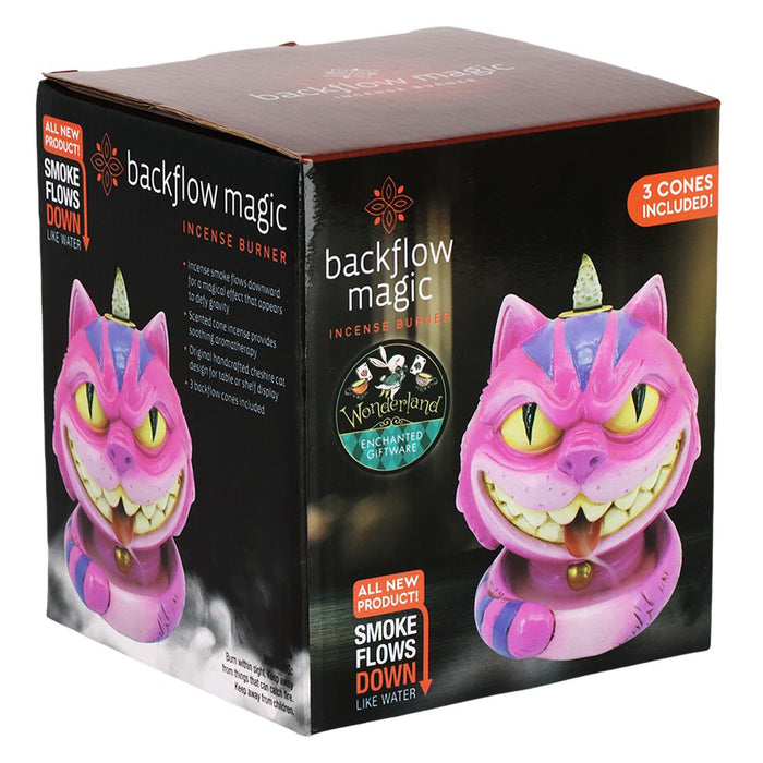 Grinning Cheshire Cat Backflow Polyresin Incense Burner - 4.25" x 4.5"