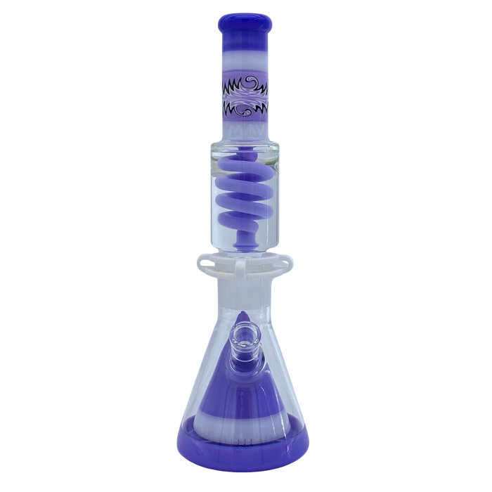 Reversal Wig Wag Purple and White Slitted Pyramid Beaker Freezable Coil System