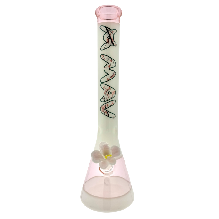THE CHERRY 18" 50/5mm beaker bong with a matching orchid flower bowl by empire glassworks