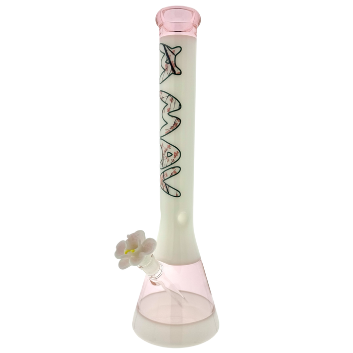 THE CHERRY 18" 50/5mm beaker bong with a matching orchid flower bowl by empire glassworks