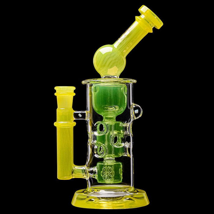 Calibear Kickback Straight Fab Torus Dab Rig | 8.5" Opal-Encased Glass Rig with Seed of Life Perc