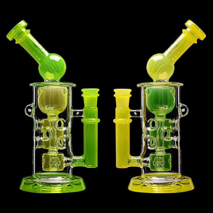 Calibear Kickback Straight Fab Torus Dab Rig | 8.5" Opal-Encased Glass Rig with Seed of Life Perc