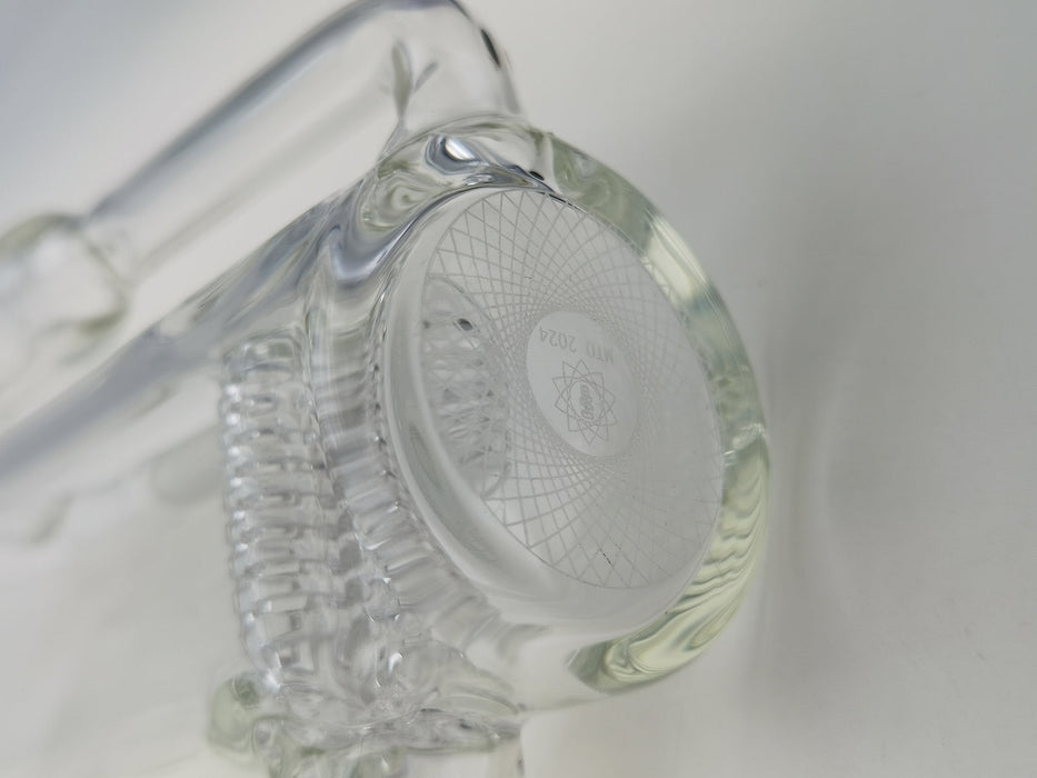 TAG - 8.25" Super Slit Gridded Triple Inline Ash Catcher w/ Recycling E.C. 50x5MM (18MM Male to 18MM Female)