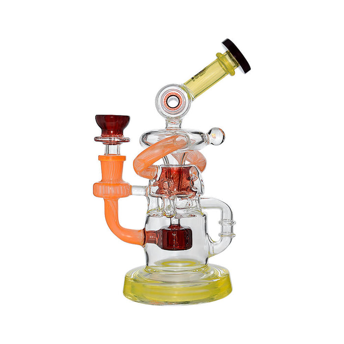 Calibear Multi-Chamber Recycler Dab Rig | 8" Borosilicate Glass Rig with Looping Recycler Pathways