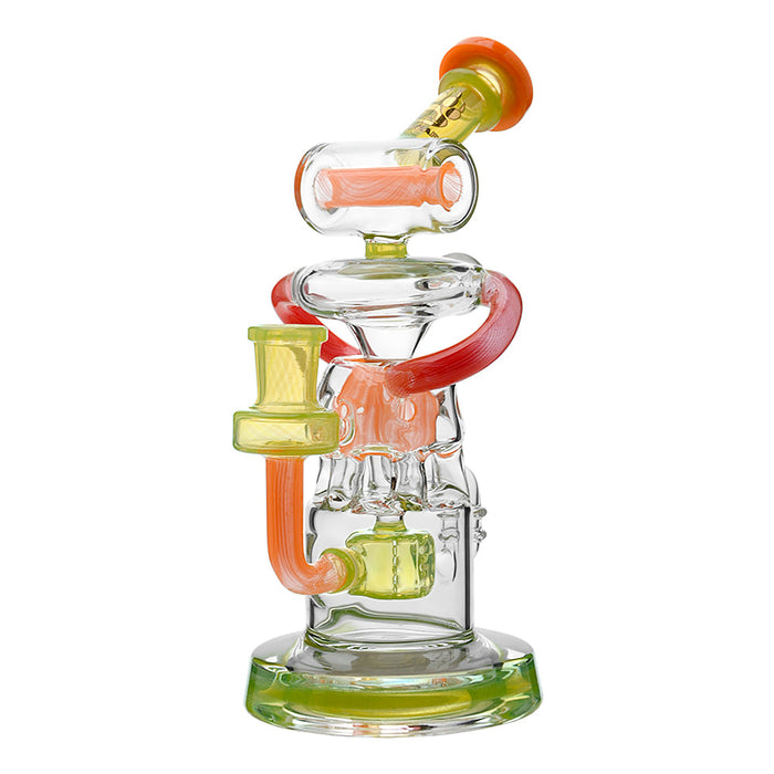 Calibear Multi-Chamber Recycler Dab Rig | 8" Borosilicate Glass Rig with Looping Recycler Pathways