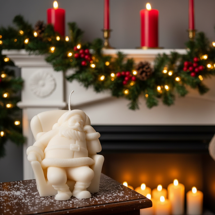 Napping Santa Candle | Sculptural Soy Wax Holiday Decor