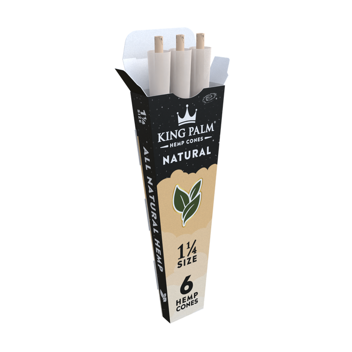 King Palm 1 ¼ Size Hemp Cones 30ct Display – Natural
