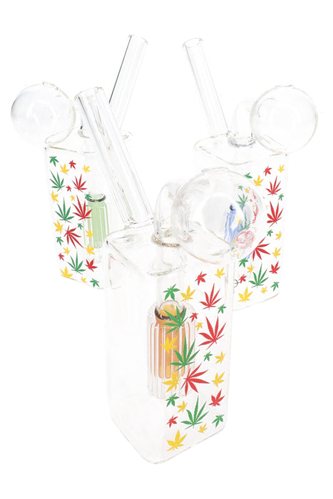 Clear Glass Rasta Leaf Decal Oil Burner Rig “Counter Breeze” – Dome Perc – 3.5″ – Assorted