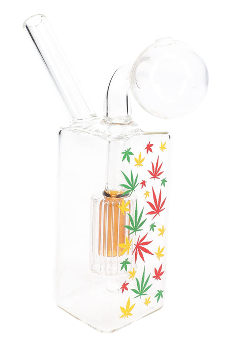Clear Glass Rasta Leaf Decal Oil Burner Rig “Counter Breeze” – Dome Perc – 3.5″ – Assorted