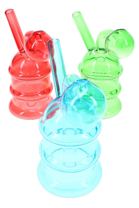 Ridged Glass Oil Burner Rig “Candy Coil” – 4½″ – Assorted Colors