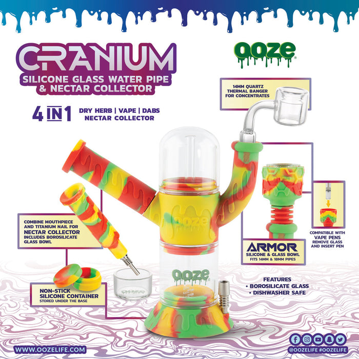 Ooze Cranium 4-in-1 Hybrid Silicone & Glass Water Pipe