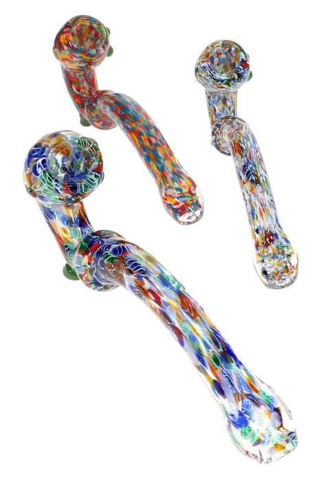 Confetti Frit Sherlock Glass Pipe “Party Sleuth” – 7″ – Assorted Colors