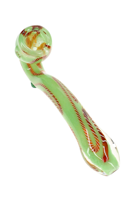 Striped Frit Sherlock Glass Pipe “Frit Wizard” – 6½″ – Assorted Colors