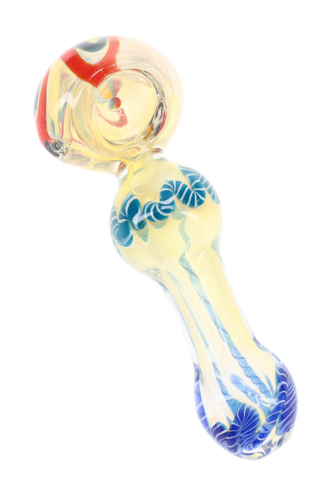 Thick Color-Changing Striped Glass Spoon Pipe “Squiggle Pop” – 5″ – Assorted