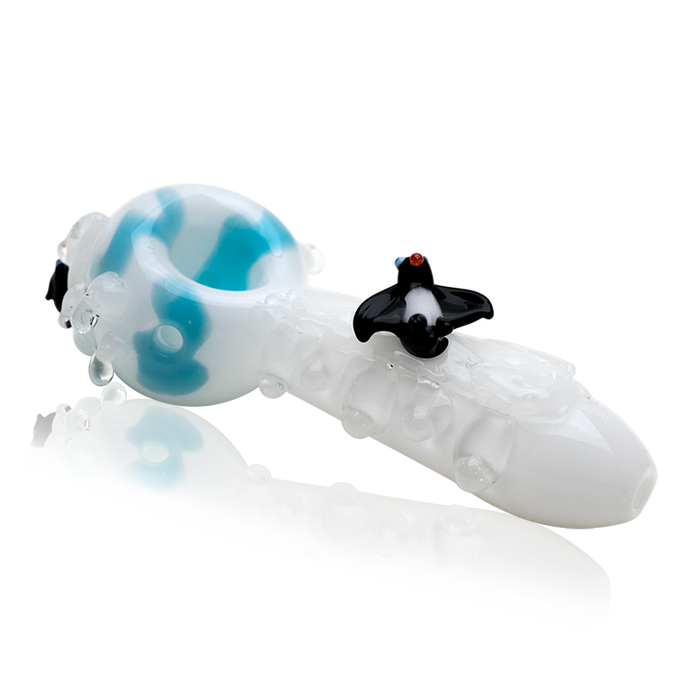 Empire Glassworks “Icy Penguins” Glass Hand Pipe – 4½″ – US-Made