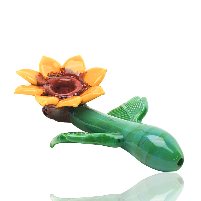 Empire Glassworks “Sunflower” Glass Sherlock Pipe – 5½″ – US-Made