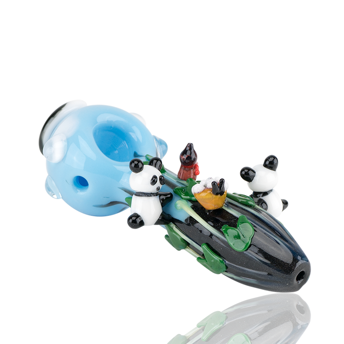 Empire Glassworks “Climbing Pandas” Glass Hand Pipe – 4½″ – US-Made