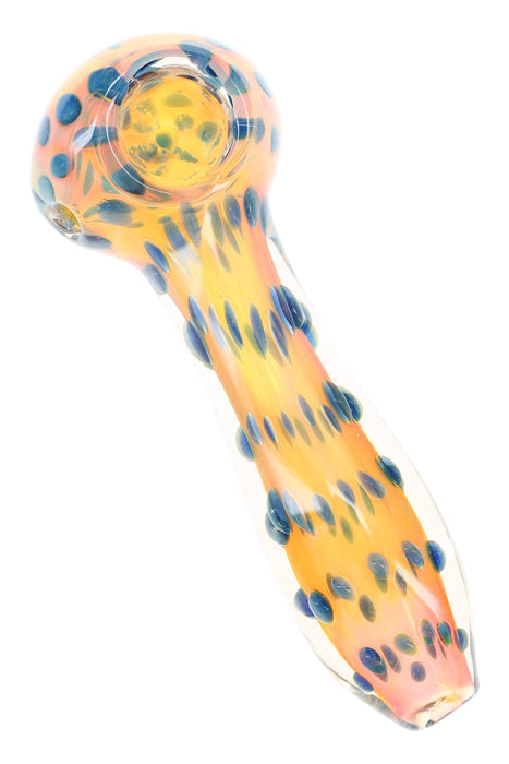 Gold Fumed Spiral Striped Glass Spoon Pipe “Dot Dash” – 4½″ – Assorted