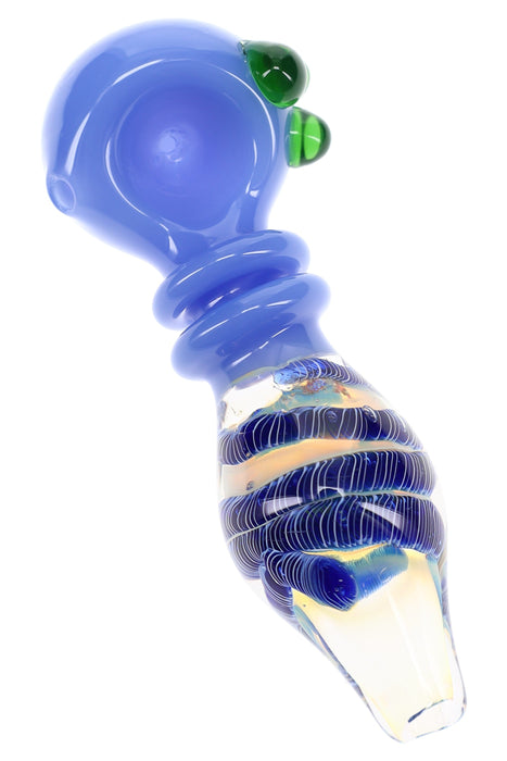 Silver Fumed Ring Glass Spoon Pipe “Saturn Stripe” – 4½″ – Assorted