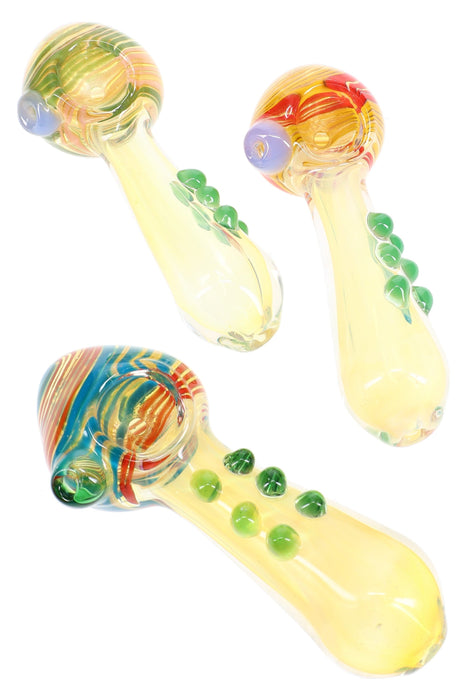 Color Changing Swirl Striped Glass Hand Pipe “Marble Cascade” – 4½″