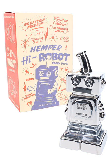 Hemper Hi-Robot Chrome Glass Hand Pipe – 4″