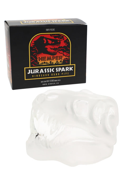Hemper Jurassic Spark T-Rex Skull Glass Hand Pipe – 4″