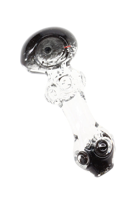 Frit Indented Clear Glass Hand Pipe “Bubble Grip” – 3½″ – Assorted Colors