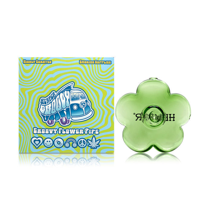 Hemper Groovy Green Flower Glass Hand Pipe – 3.5″