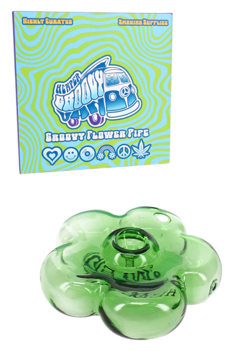 Hemper Groovy Green Flower Glass Hand Pipe – 3.5″