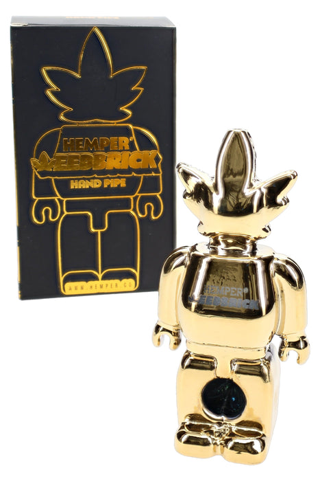 Hemper Weedbrick Mirror-Gold Glass Hand Pipe