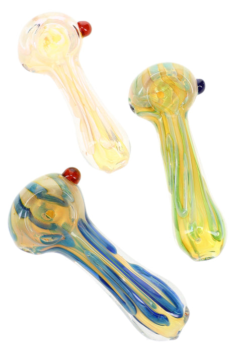 Silver Fumed Squiggle Spoon Pipe “Tiny Twister” – 3½″ – Assorted Colors