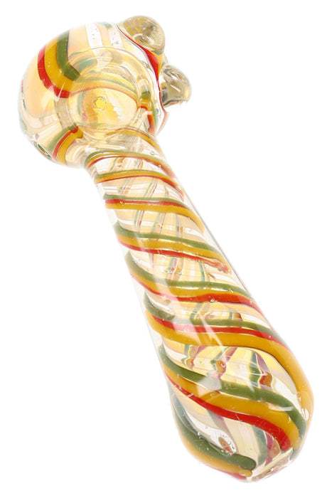 Rasta Swirl Glass Spoon Pipe “Stripe Hype” – 5″ – Assorted Colors