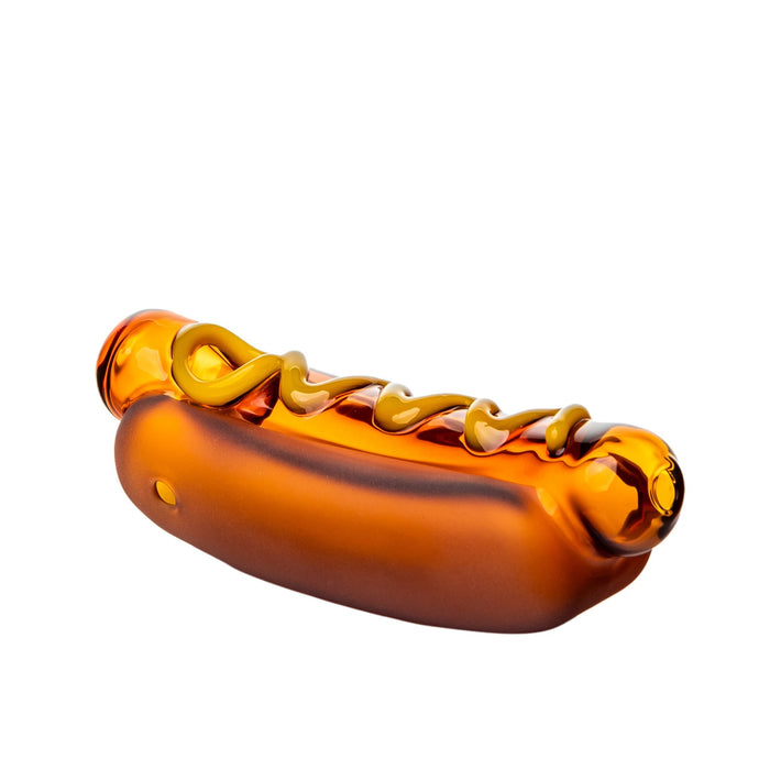 BigFun! “Glizzy” Hot Dog Borosilicate Glass Hand Pipe – 5.1″
