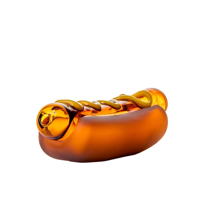BigFun! “Glizzy” Hot Dog Borosilicate Glass Hand Pipe – 5.1″