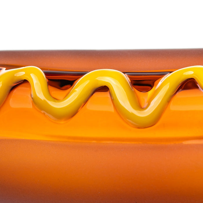 BigFun! “Glizzy” Hot Dog Borosilicate Glass Hand Pipe – 5.1″