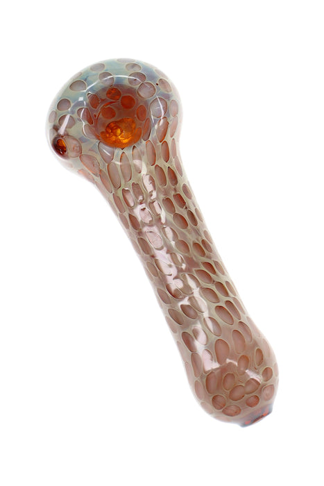 Silver-Fumed Bubble Dot Glass Spoon Pipe “Dot Drift” – 4½″ – Assorted Colors