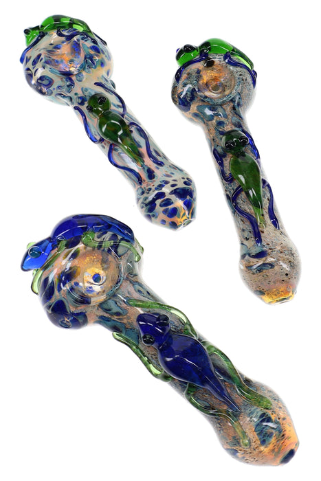 Silver-Fumed Critter Glass Spoon Pipe “Bug Buddy” – 5″ – Assorted Colors