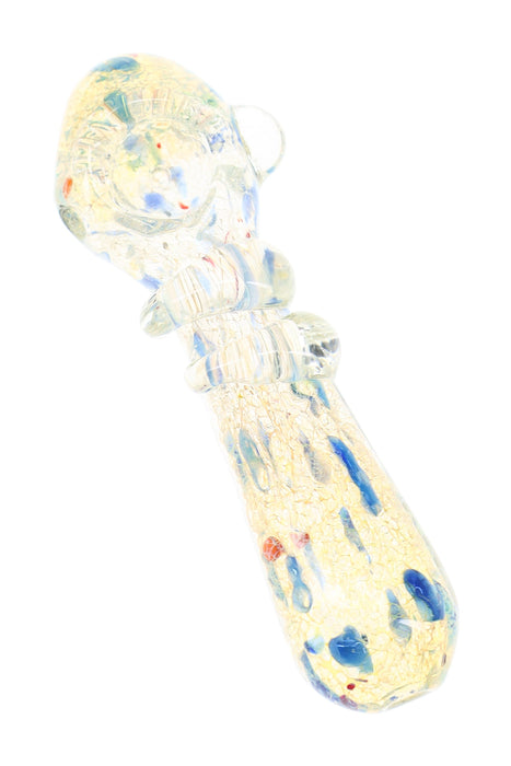 Silver-Fumed Dotted Glass Spoon Pipe “Firefly Wrap” – 5″ – Assorted Colors