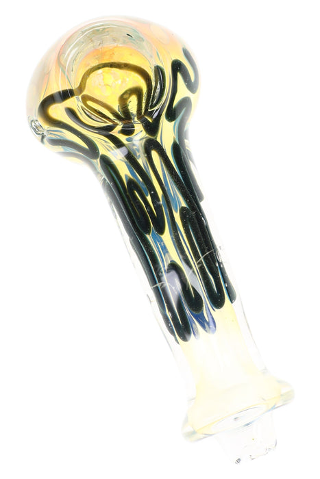 Fumed Color-Changing Squiggle Dot Glass Pipe “Ink Drip” – 4½″ – Assorted