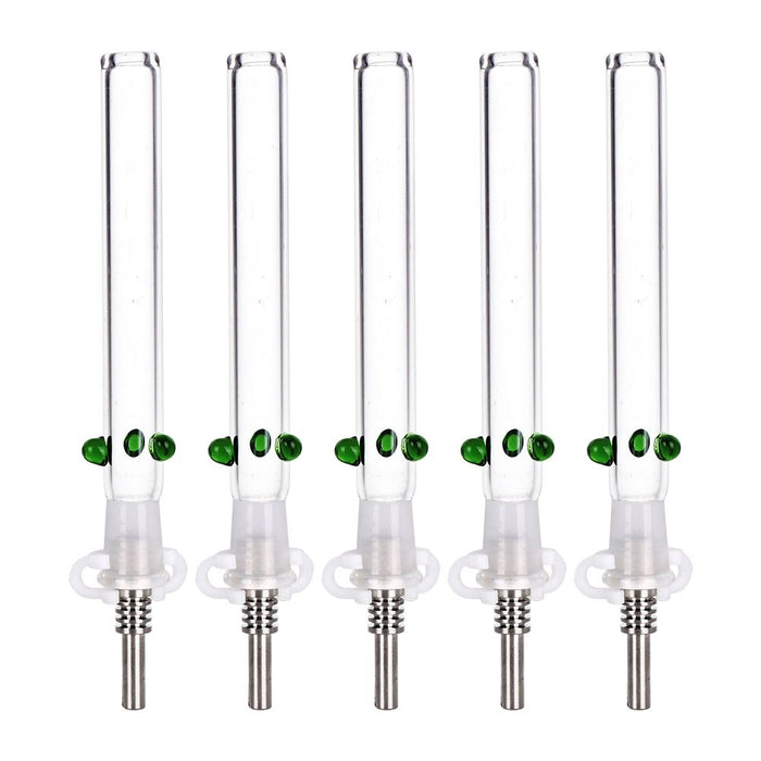 5CT BUNDLE - Glass Honey Straw w/ Titanium Tip - 6" / Clear
