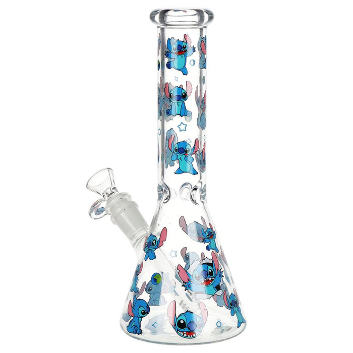 Little Blue Creature Beaker Glass Water Pipe - 10" / 14mm F