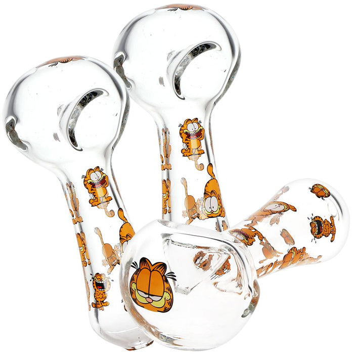 3CT BUNDLE - Stoned Orange Cat Glass Spoon Pipe - 4.5"