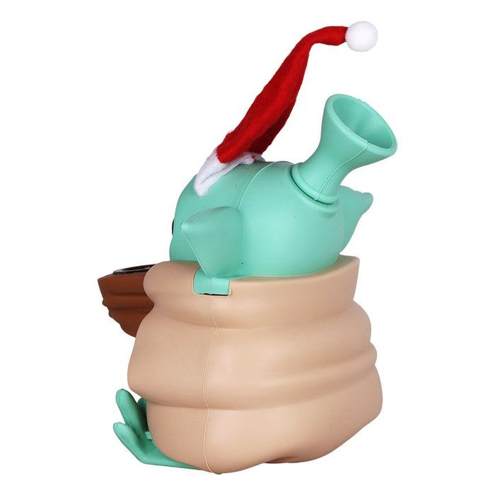 3CT BUNDLE - Cute Little Christmas Alien Silicone Water Pipe w Glass Bowl - 4.75"